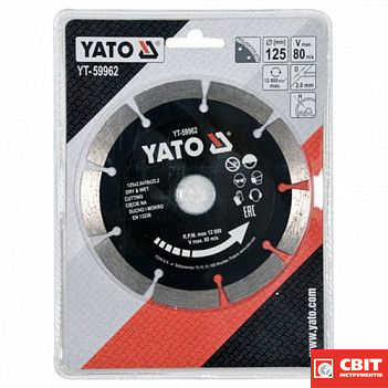 Диск алмазний YATO YT-59962 сегментований 125х22.2х2.0 YT-59962 фото