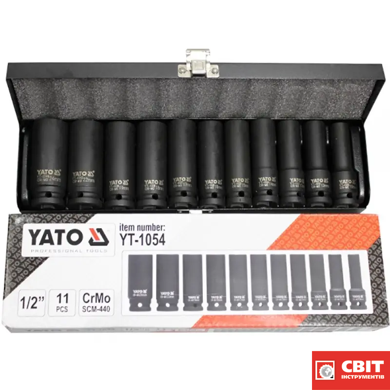 Набір головок ударних подовжених YATO YT-1054 11од. 1/2" 10-24 мм YT-1054 фото