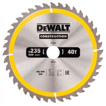 Диск пильний DeWALT DT1955 CONSTRUCTION 235*30мм 40Т DT1955 фото