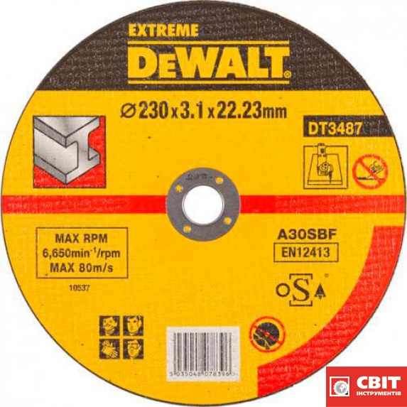 Круг відрізний по металу DeWALT EXTREME діаметр 230 мм DT3487 DT3487 фото
