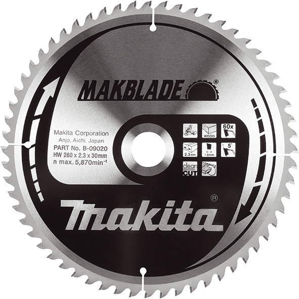 Пильний диск Makita B-09020 MAKBlade 260мм 60 зубів B-09020 фото