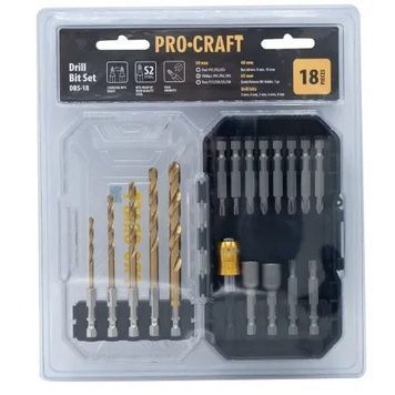 Набір біт та свердл 18 шт Procraft DBS-18 для шуруповерта в кейсі