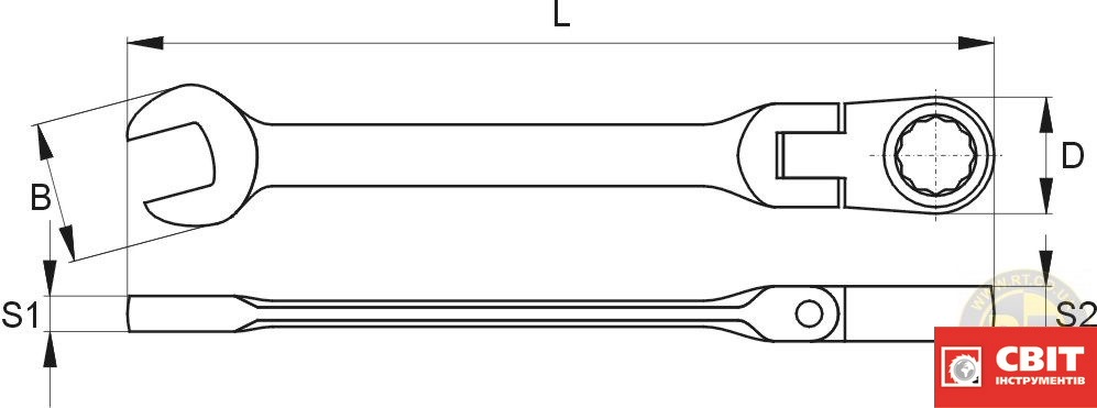 Ключ YATO YT-1683 ріжково-накидний 17мм з тріскачкою та шарніром YT-1683 фото