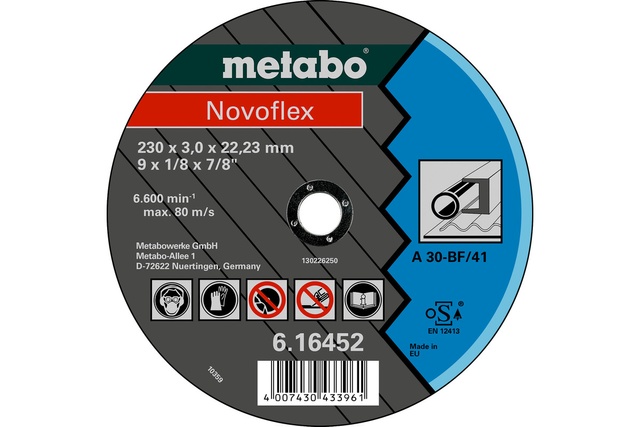 Круг відрізний Metabo NOVOFLEX 230 x 3.0 x 22.23 mm СТАЛЬ, TF 41 616452000 616452000 фото